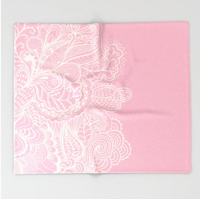  Henna Throw Blanket Pink Mehndi Design Pattern Baby Nursery