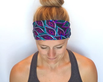 Fitness Headband - Workout Headband - Running Headband - Yoga Headband - Moonlit Peacock