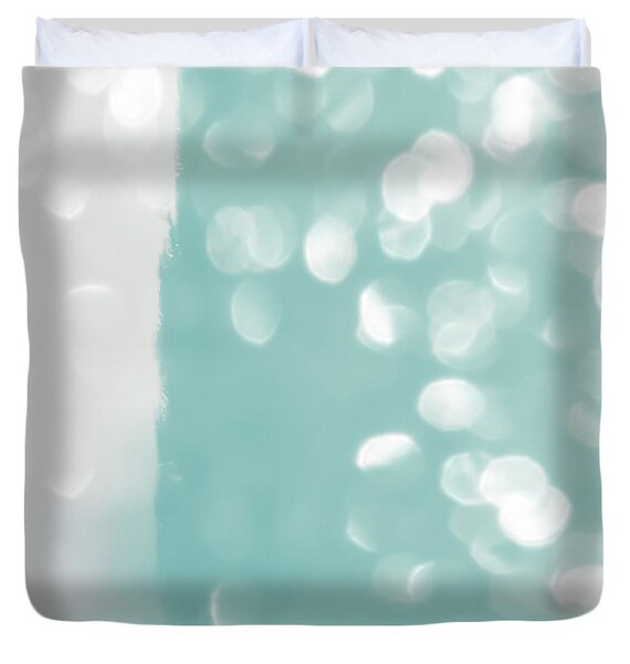 Unique Aqua Grey Bokeh Designer Duvet CoverBlue Gray