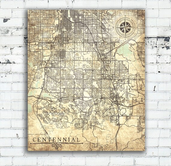 CENTENNIAL CO Canvas Print Colorado Co Vintage city map