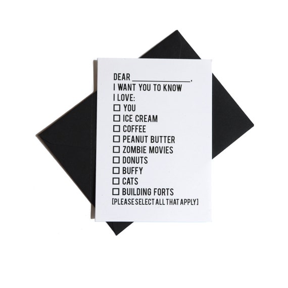 I Love Checklist Postcard / Greeting Card by WhoAreYouCurlySue