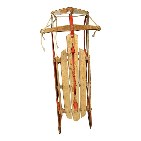 Vintage Wood Sled metal wooden wall art decor FLEXIBLE FLYER