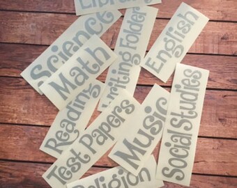 2" Notebook Subject Labels ~ Solid Colors! Set of 5, perfect for spirals, folders, binders!