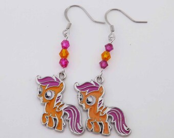 My Little Pony Scootaloo Swarovski crystal earrings pony MLP cosplay jewelry
