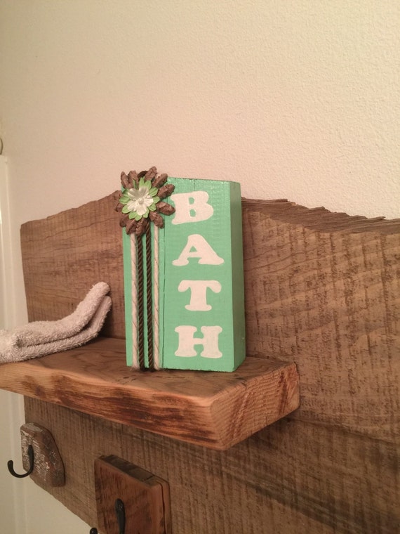 Items similar to Bath sign, shelf decor on Etsy