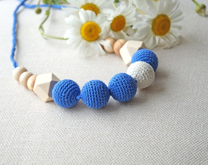 Teething necklace / Nursing necklace / Babywearing necklace - Blue simphony
