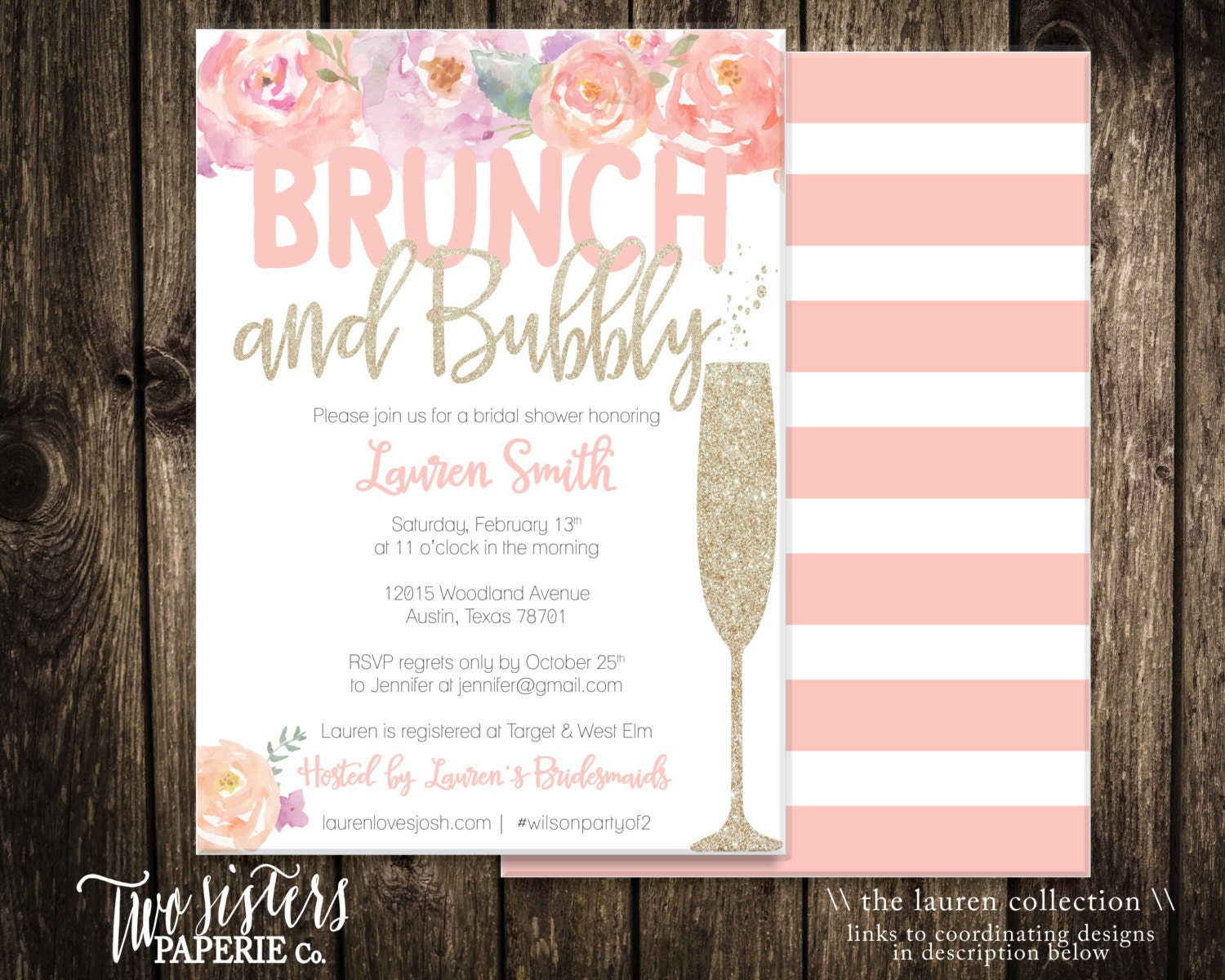 Brunch And Bubbly Bridal Shower Invitations 2