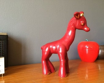 Statuette vintage faon biche bambi - Céramique d'art St Clément - Art déco français