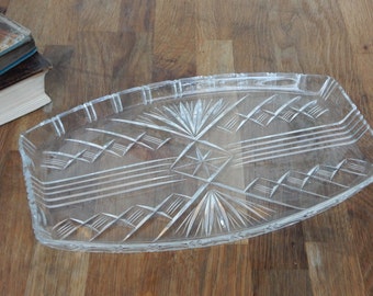Vintage Glass Dressing Table Tray, Good Condition,Boho, Shabby Chic, Retro.Vintage Glass.