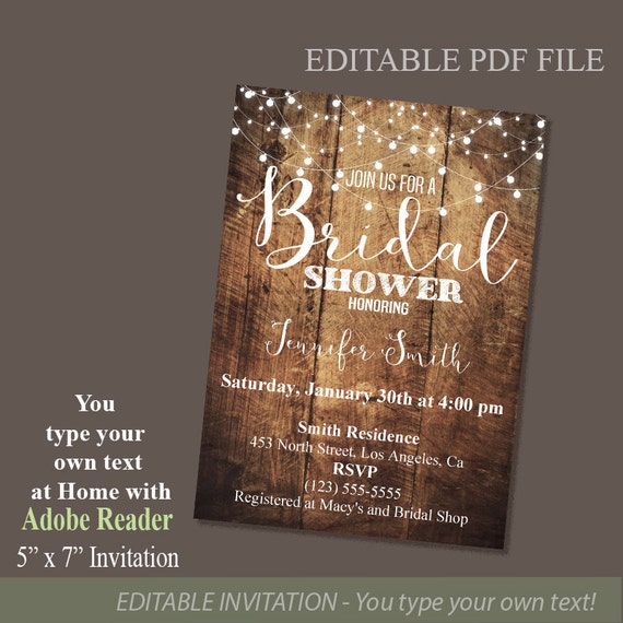 Rustic Wood and Lights Bridal Shower Invitation