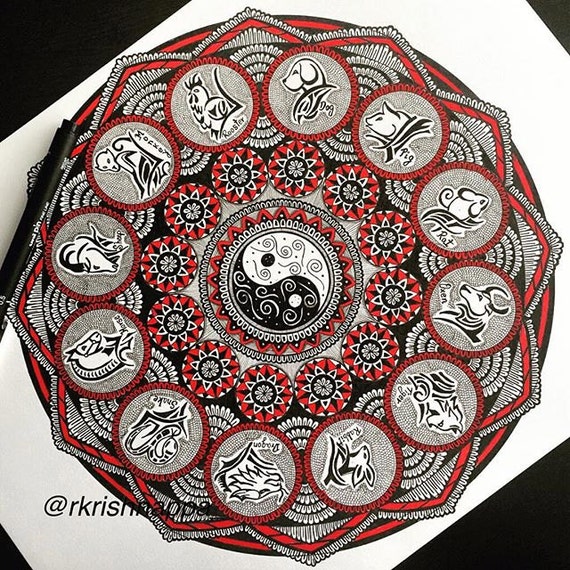 Chinese Zodiac Mandala Home DecorChinese New Year art