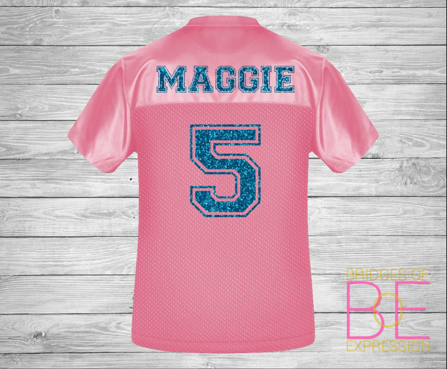 Personalized Glitter Ladies Football Jersey Pink