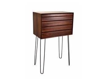 Vintage Rosewood Danish Modern Chest of Drawers on Hairpin Legs