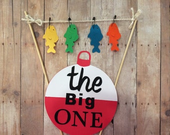 First birthday fishing cake banner , bunting , " the big ONE "