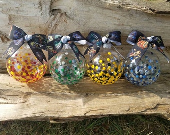 Harry Potter inspired Hogwarts School of Witchcraft and Wizardry plastic ornament set, Hogwarts confetti ornament set, Harry Potter ornament