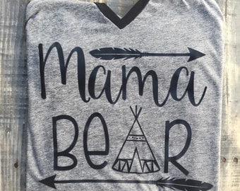 Mama Bear urban arrow teepee shirt baseball style 3/4 sleeve custom mom gift tshirt woodland mothers day gift