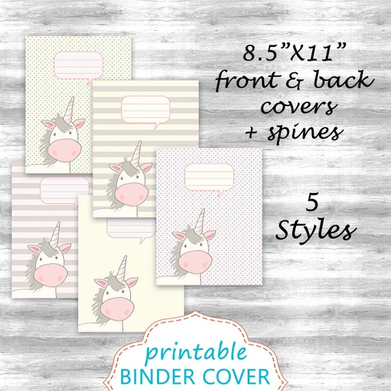 printable unicorn binder cover set of 5