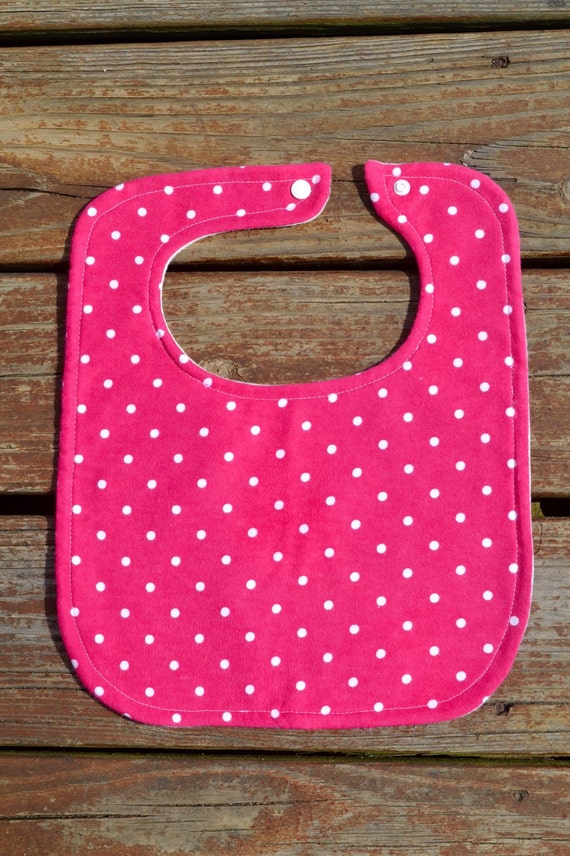 Items similar to Bright Pink Polka Dot Baby Bib on Etsy