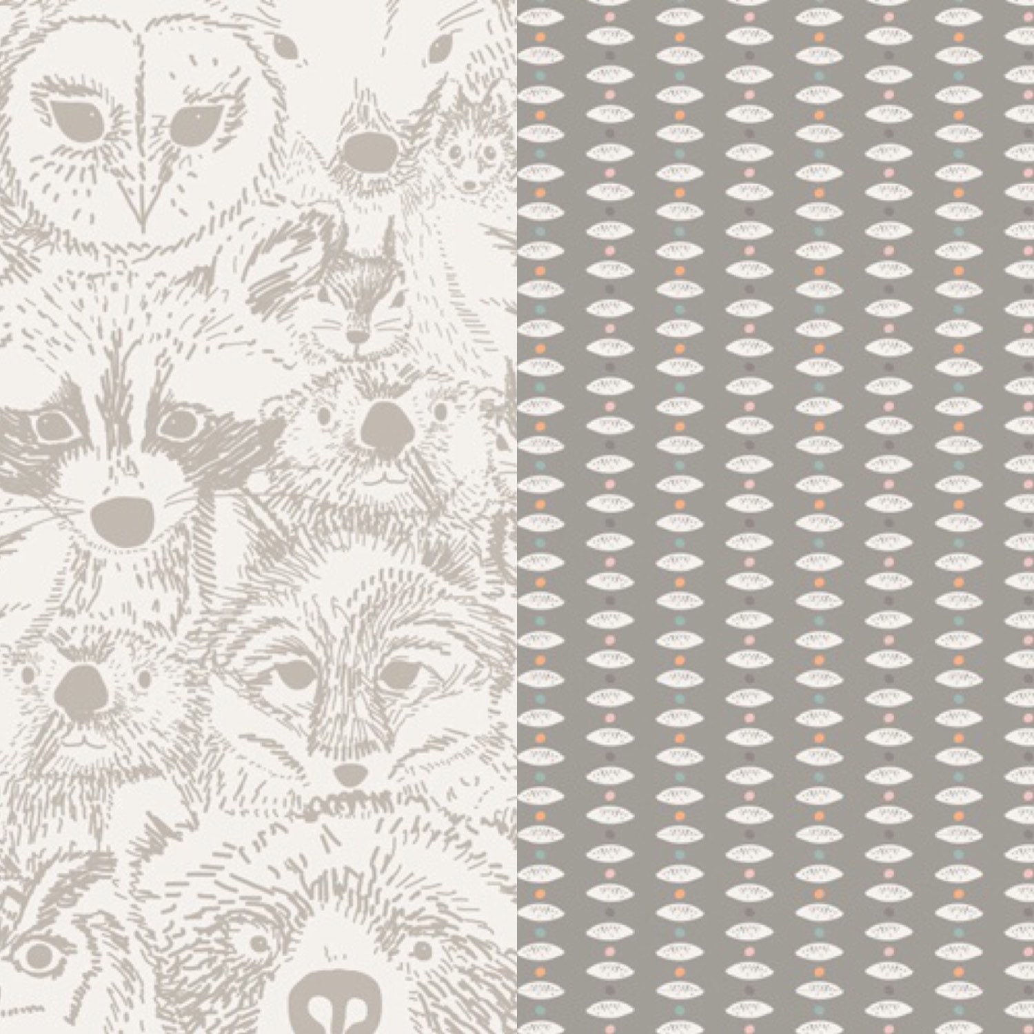 Crib Sheet // Neutral Woodland Creatures w/ contrast Gray