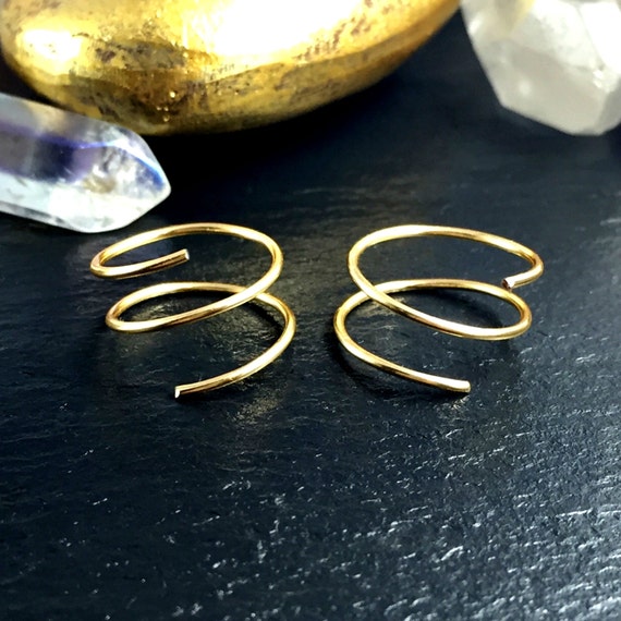 Spiral Double Threader Hoop Earrings by on Etsy