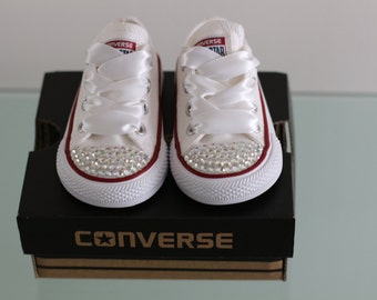 Bling Converse girl Shoes, White Converse, Bling Converse, Baby Toddler, rhinestone converse, Crystals, Pageant Shoes, Girls Converse