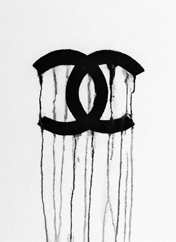 Dripping Chanel Painting Wall artCanvas by ARGStudio2 on Etsy
