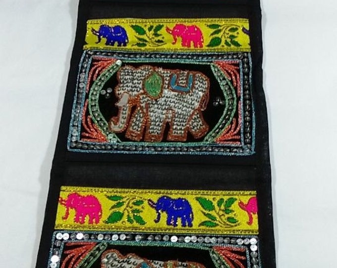 Free Shipping! Vintage Handmade Letter Mail Wall Hanger, Elephant Sequined Home Decor, 3 Pockets,