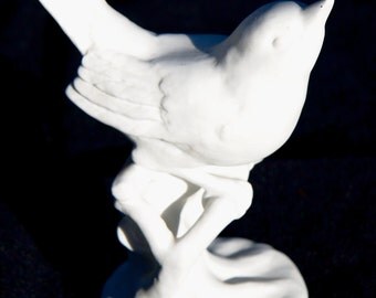 Ceramic bird statue, made in Portugal unpainted ceramic