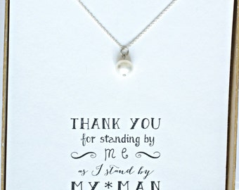 3 Pearl Necklaces Silver, Single Pearl Necklace in Silver, Pearl Bridesmaid Necklace, Bridesmaid Jewelry Gift, Bridal Party Gifts - NK3