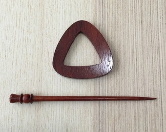 Wood Shawl Pin, Scarf Pin, Triangle Pin