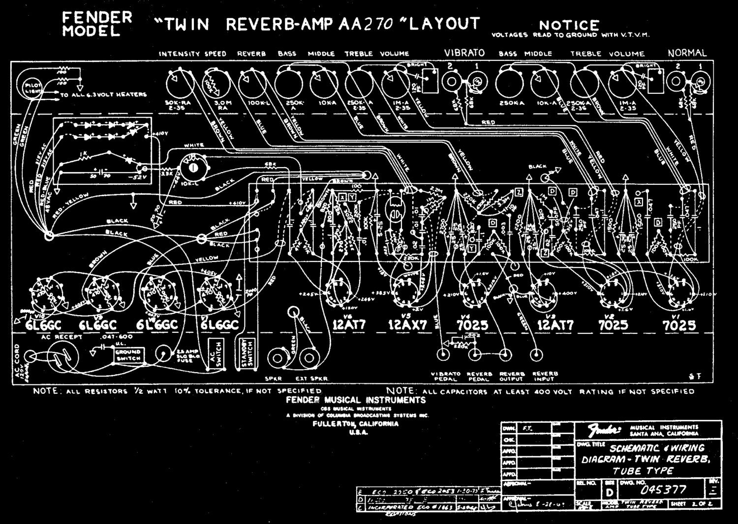 Fender Twin Reverb Schematic