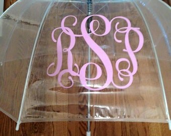 Monogrammed umbrellas, Personalized umbrealla, Monogrammed Adult Umbrella, Monogrammed clear dome umbrella