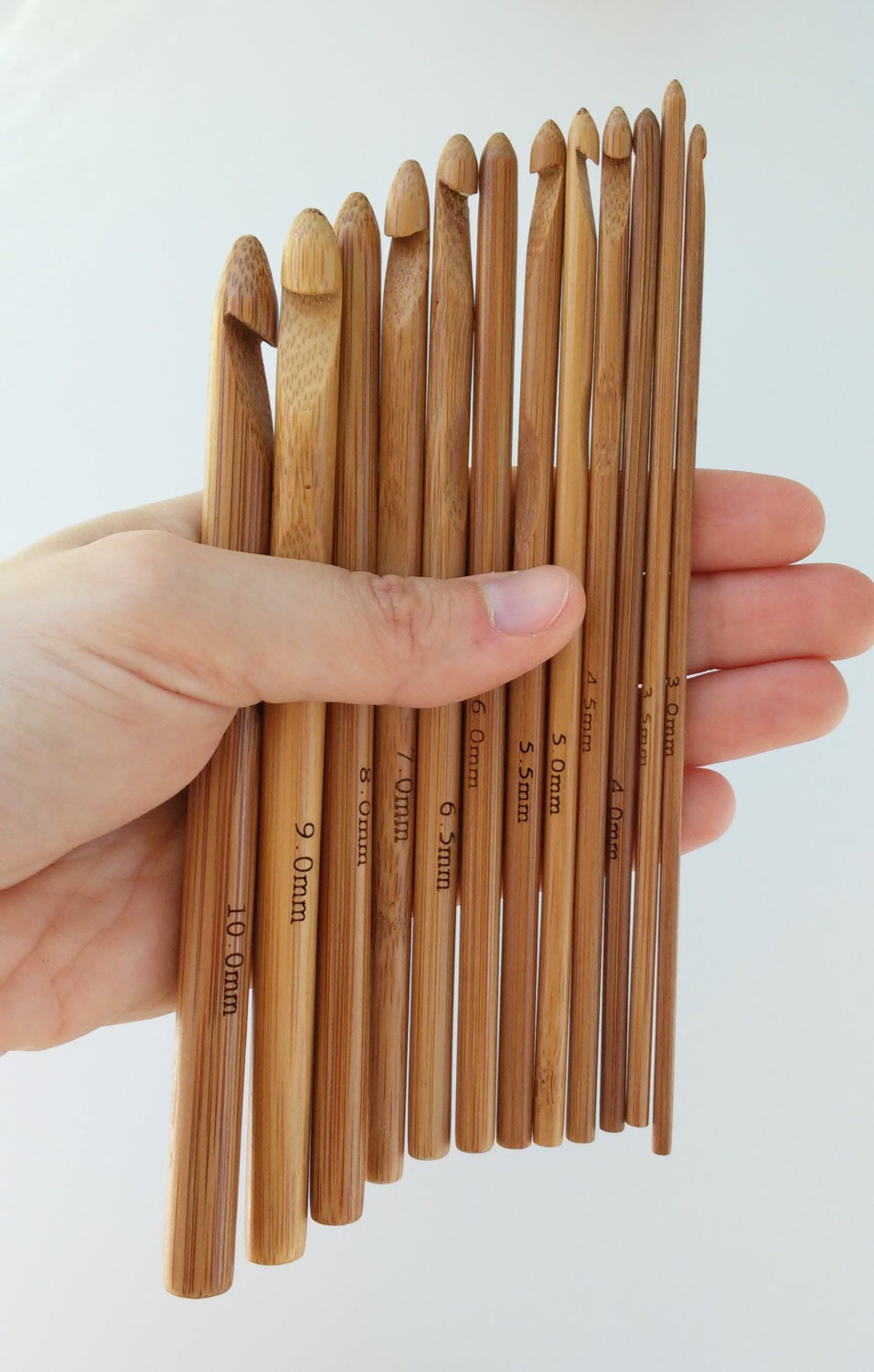 Set 12 needles crochet wood 12 wooden hooks set Wooden