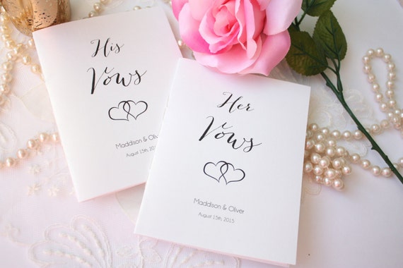  Vow Books Custom His and Hers Vows Books Script Heart