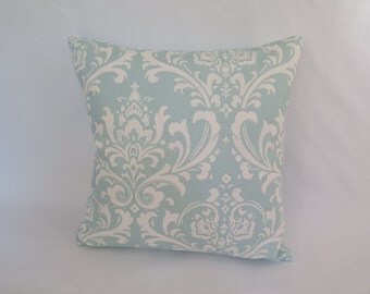 Cotton Accent Pillow - Traditional Robin Blue & White Print 20 Inch