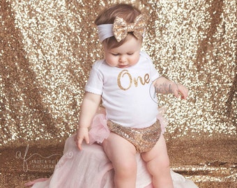 first birthday outfit, girl 1st birthday outfit, pink and gold outfit, second birthday outfit, glitter gold outfit, sparkle gold, posh