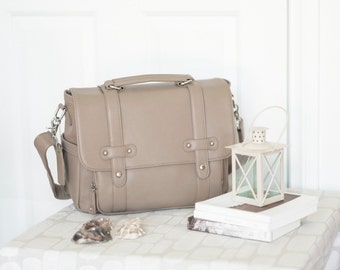Stylish DSLR Camera Bag - Toupe Grey | Messenger | Crossbody Style | Fit 2-3 lenses | Fully Padded and customised Dividers