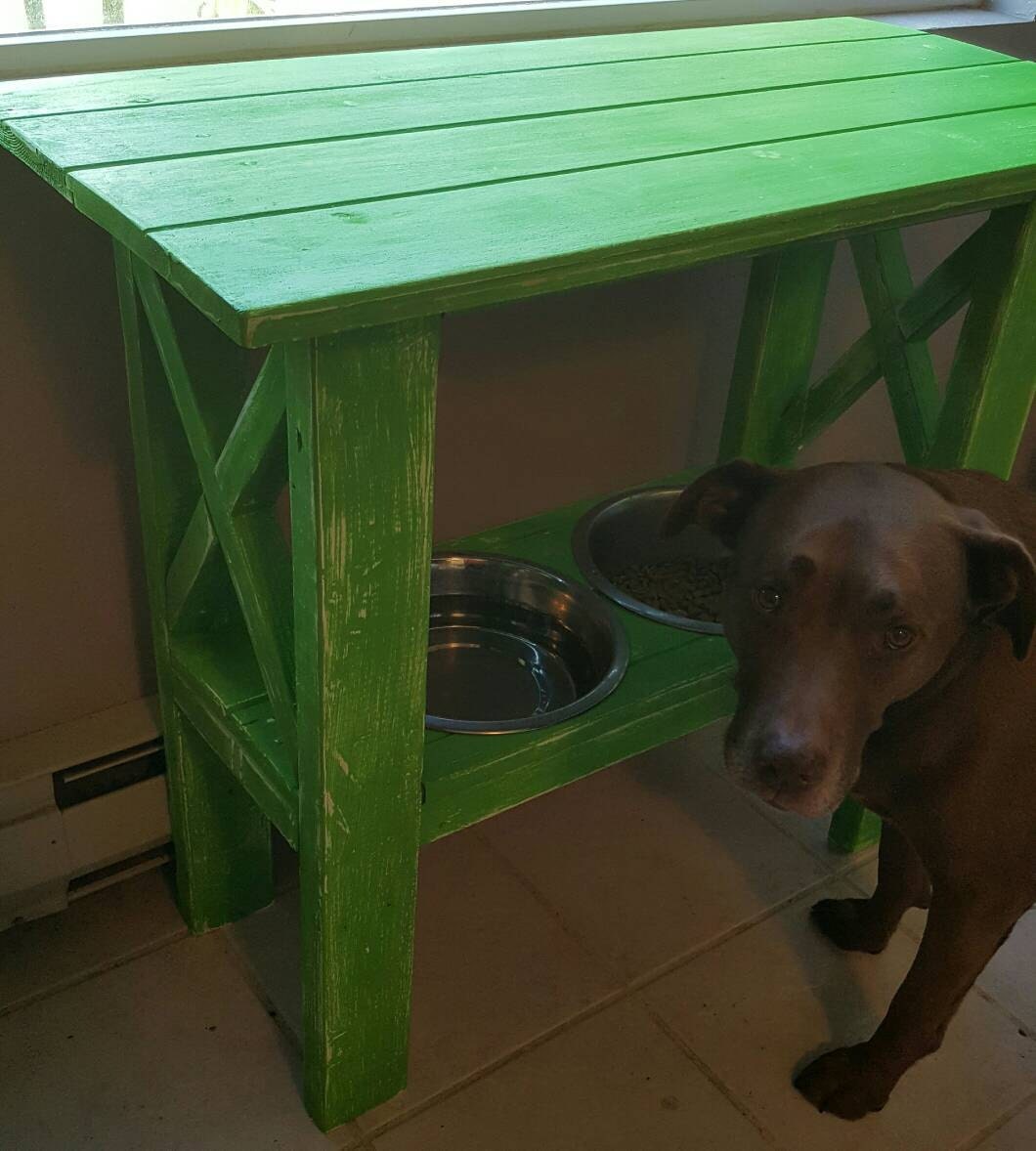 Console table with dog bowl insert. by LincsCreations on Etsy