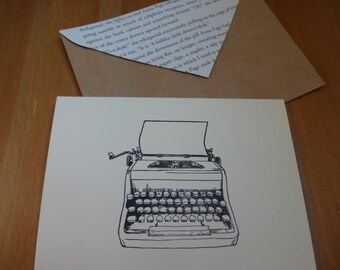Typewriter Handmade Recycled Stationery - Set of 10