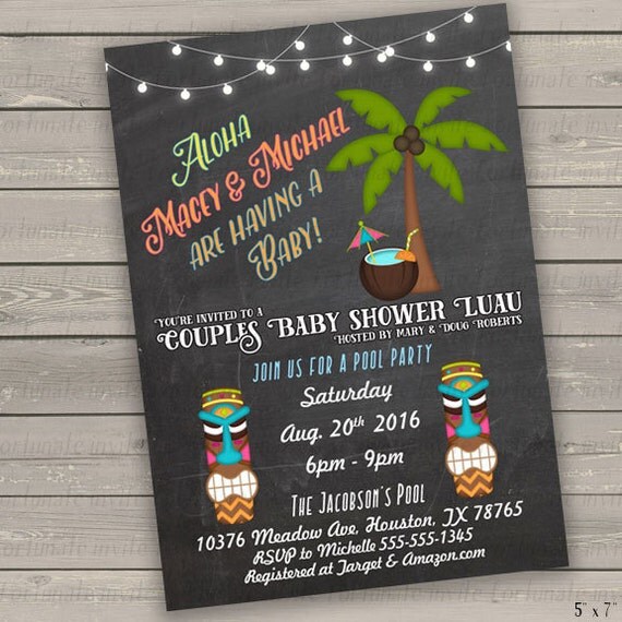 hawaiian baby shower invitation chalkboard baby shower