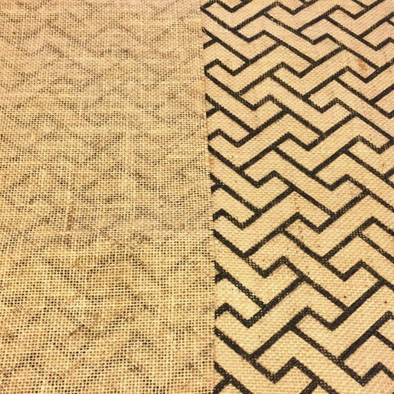 Printed Burlap Fabric / Geometric Burlap Fabric / Weave Print Burlap