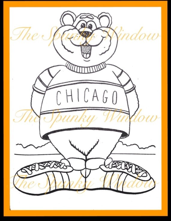 Items similar to Chicago Bear Coloring Page - adult and kid coloring ...
