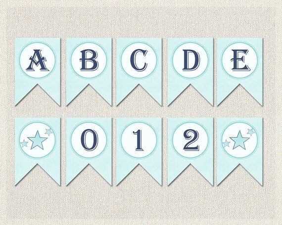 whole alphabet banner blue glitter baby shower banner bunting