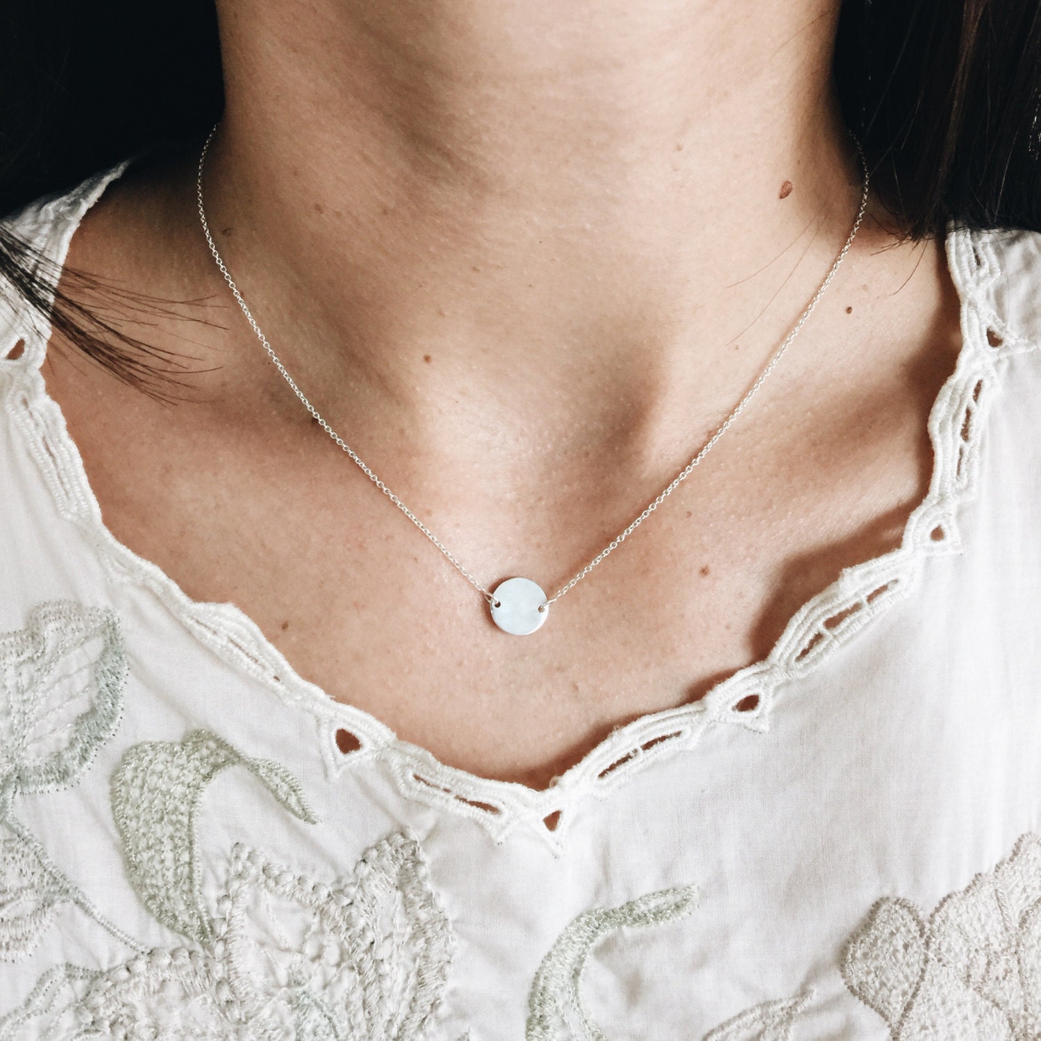 Circle charm necklace Sterling silver circle charm by SilverCartel