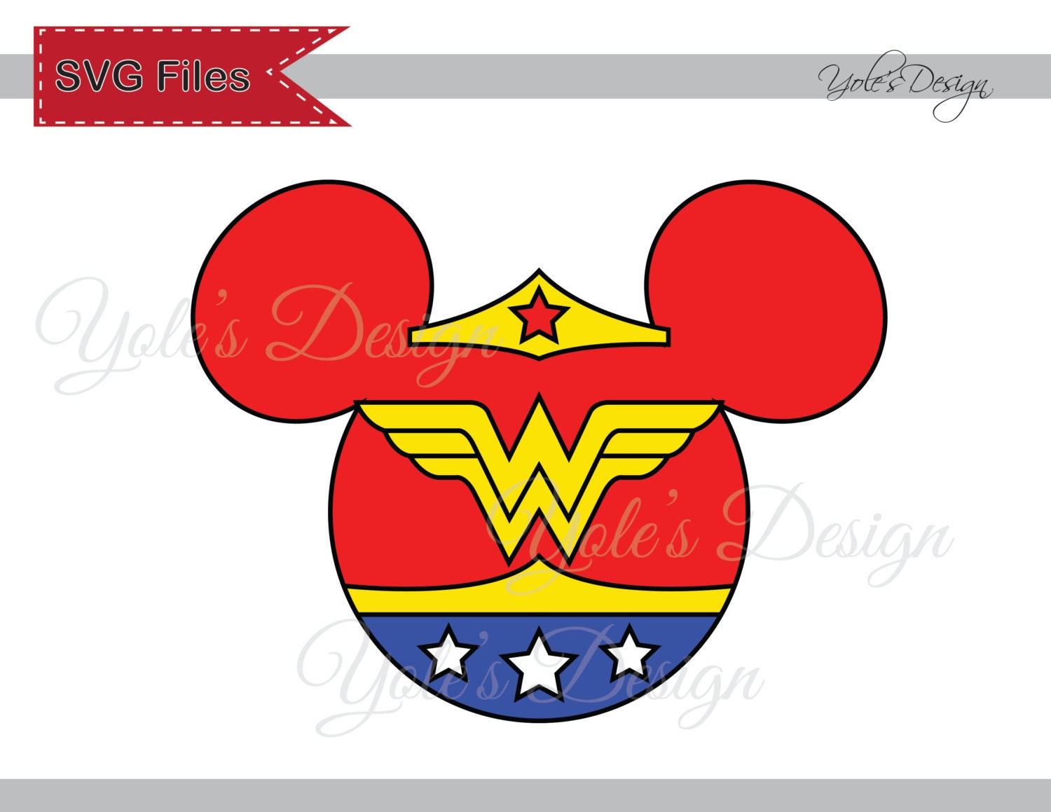 Download Wonder Woman SVG Logo Mickey Ears Costume Badge Iron by YoleDesign