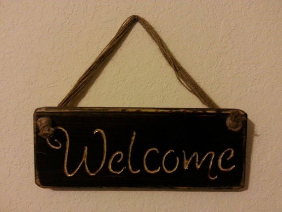 Items similar to FREE SHIPPING Rustic Dark Wood Welcome Sign Home Decor ...