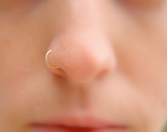 Teeny Tiny Gold Nose Ring , Hoop Earring , 6mm Inner Diameter , Cartilage , Tragus , Helix