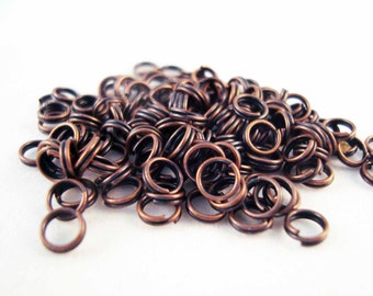 AJ10 - 50 rings double open Metal red copper, 5mm / 50 Pieces 5 mm Red Copper Metal Double Loop Open Jump Rings