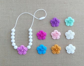 Teething Necklace, Chew Necklace for Kids - Sensory Necklace -Toddler Girl Necklace, Chewable Jewelry-Little Girl Necklace-Flower