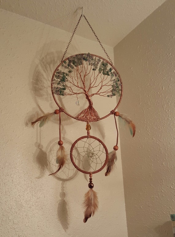 8 Tree Of Life Dream Catcher with hanging Swarovski